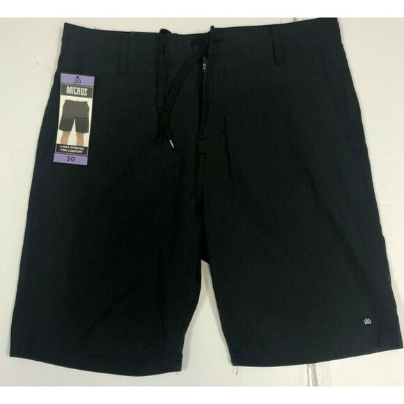 Micros Men's Matt 4-Way Stretch Flat Front Standard Fit Shorts BLACK 30 - Picture 1 of 1